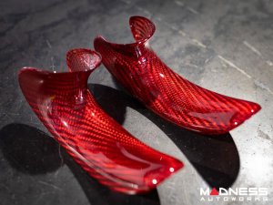 FIAT 500 Steering Wheel Trim - Lateral Side Trim Set - Carbon Fiber - Red Candy